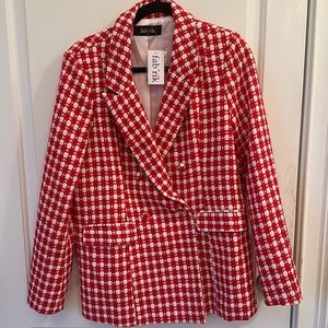 NWT very cute red/white houndstooth over sized blazer